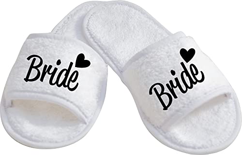 ShirtInStyle Schlappen Slipper JGA Bride, Hausschuhe, Hochzeit, Junggesellenabschied, Junggesellinnenabschied, Geschenk, Überraschung, Farbe Weiss Schwarz Größe 36-42 von ShirtInStyle