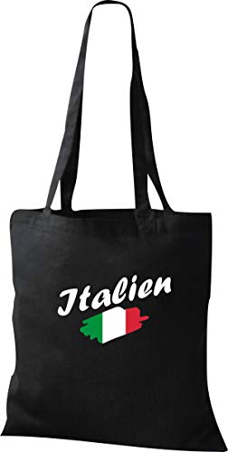 Shirtinstyle Stoffbeutel Baumwolltasche Italien Flagge, Land, Länder, Farbe Schwarz von Shirtinstyle