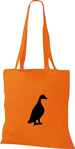 ShirtInStyle Stoffbeutel Ente Baumwolltasche Beutel, diverse Farbe orange von ShirtInStyle