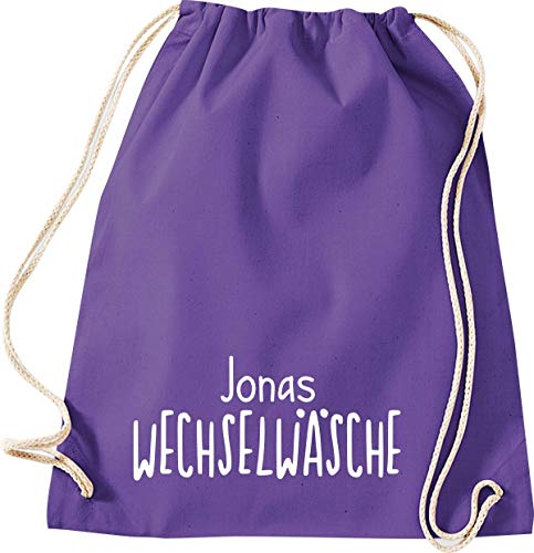 ShirtInStyle Turnbeutel, Wechselwäsche mit Wunschnamen, Kita, Hort, Schule, Freizeit, Gym Sack Tasche Beutel, Farbe purple von ShirtInStyle