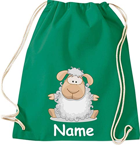 ShirtInStyle Turnbeutel Tiere Schaf Schäfchen mit Wunschnamen, Beutel Tasche, Farbe Kellygreen von ShirtInStyle