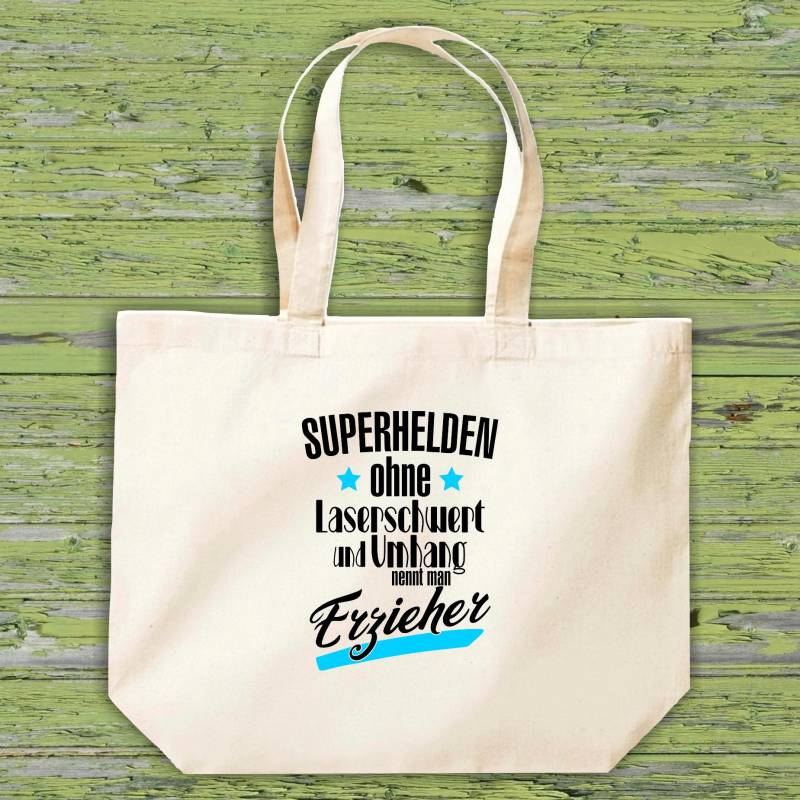 Shirtinstyle Stoffbeutel "Superhelden Ohne Laserschwert Und Umhang Nennt Man Erzieher" Jute Baumwolle Beutel Geschenkidee Kita Schule Hort von ShirtInStyle