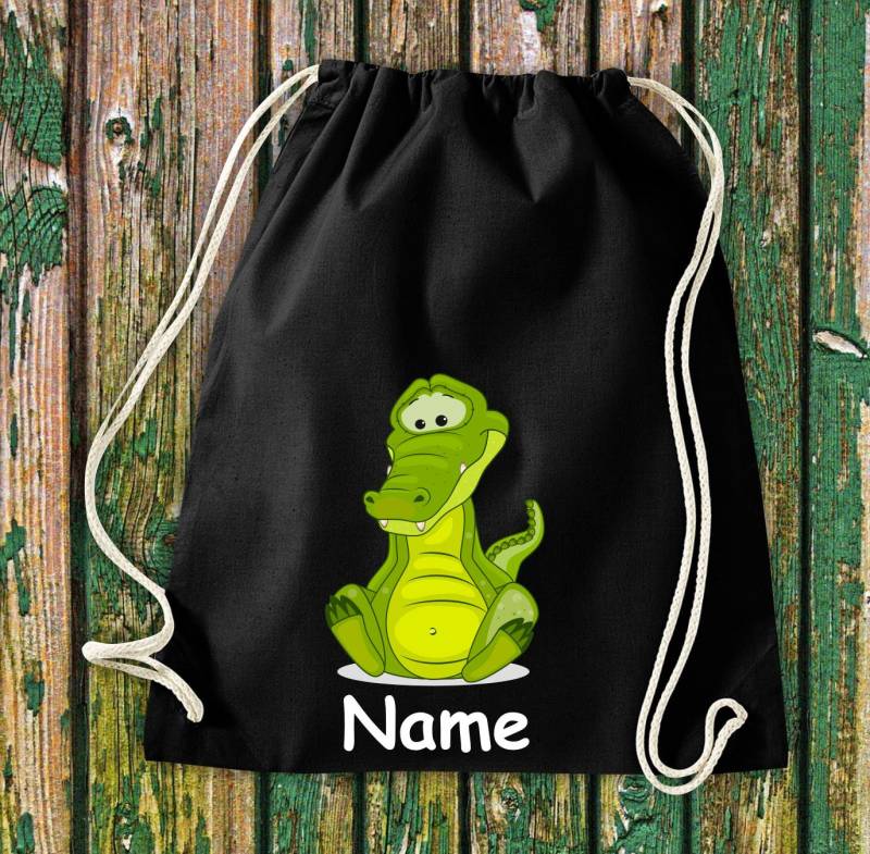 Turnbeutel Kinder Motiv Krokodil Mit Wunschnamen Tasche Rucksack Sportbeutel Kita Hort Einschulung Wäsche von ShirtInStyle