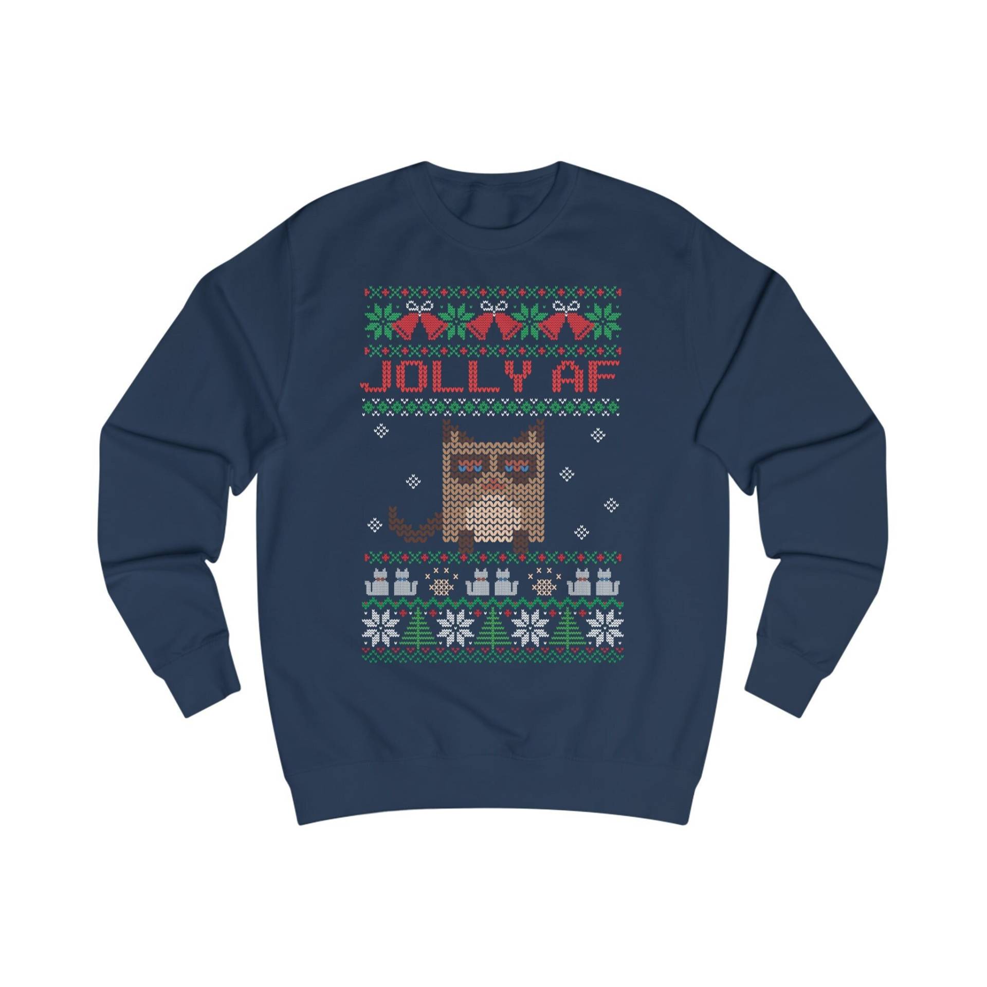 Jolly Af Katze Sweatshirt, Ugly Christmas Sweater Kätzchen, Pullover Advent, Geschenk Weihnachten, Xmas Pulli, Weihnachtspulli Cat Lady von ShirtSella