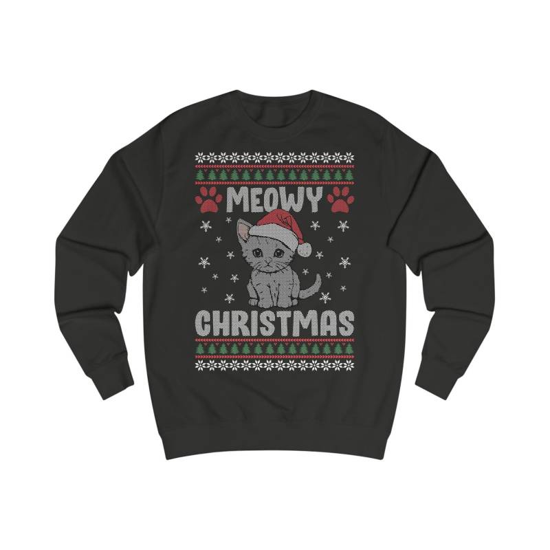 Meowy Christmas Katze Sweatshirt, Ugly Sweater Kätzchen, Pullover Advent, Geschenk Weihnachten, Xmas Pulli, Weihnachtspulli Cat Lady von ShirtSella