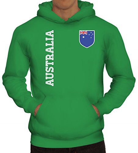 Australien Fußball WM Fanshirt Gruppen Herren Hoodie Männer Kapuzenpullover Fan Trikot Australia, Größe: M,Kelly Green von ShirtStreet