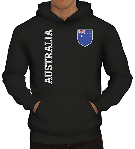 Australien Fußball WM Fanshirt Gruppen Herren Hoodie Männer Kapuzenpullover Fan Trikot Australia, Größe: XL,Schwarz von ShirtStreet