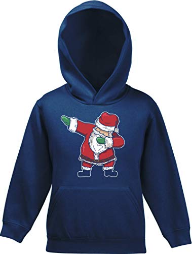 Dab Floss Emote Gamer Weihnachts Kinder Hoodie Kapuzenpullover Mädchen Jungen Dabbing Santa Claus, Größe: 116,Navy von ShirtStreet