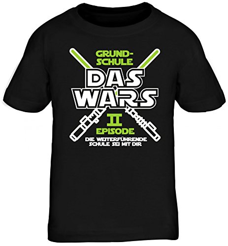 Einschulung 5. Klasse Kinder T-Shirt Laserschwert Grundschule Das Wars - Episode II, Größe: 134/146,schwarz von ShirtStreet