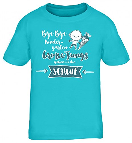 Einschulungsgeschenk Erstklässler Schulkind Kinder T-Shirt Bye Bye Kindergarten - Große Jungs, Größe: 122/128,türkis Einschulungsgeschenk Erstklässler Schulkind Kinder T-Shirt Bye Bye Kindergarten - Große Jungs, Größe: 122/128,türkis von ShirtStreet