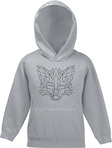 Fox Kinder Kids Kapuzen Hoodie - Pullover mit Polygon Fuchs Motiv, Größe: 152,Graumeliert von ShirtStreet
