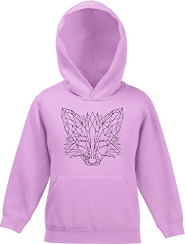 Fox Kinder Kids Kapuzen Hoodie - Pullover mit Polygon Fuchs Motiv, Größe: 152,Rosa von ShirtStreet