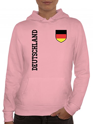 Germany Fußball WM Fanshirt Gruppen Damen Hoodie Frauen Kapuzenpullover Fan Trikot Deutschland, Größe: XXL,rosa von ShirtStreet