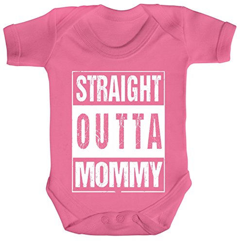 Geschenkidee Gangster Hip Hop Strampler Bio Baumwoll Baby Body kurzarm Straight Outta Mommy, Größe: 0-3 Monate,Bubble Gum Pink von ShirtStreet