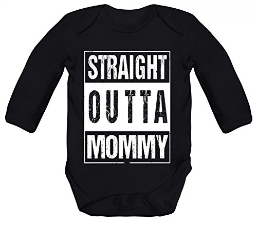 Geschenkidee Gangster Hip Hop Strampler Bio Baumwoll Baby Body langarm Straight Outta Mommy, Größe: 12-18 Monate,Black von ShirtStreet