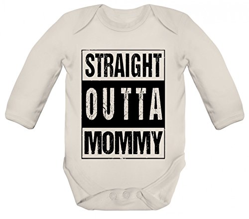 Geschenkidee Gangster Hip Hop Strampler Bio Baumwoll Baby Body langarm Straight Outta Mommy, Größe: 3-6 Monate,Organic Natural von ShirtStreet