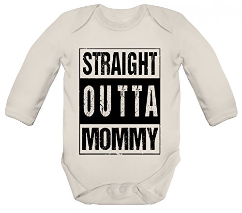 Geschenkidee Gangster Hip Hop Strampler Bio Baumwoll Baby Body langarm Straight Outta Mommy, Größe: 6-12 Monate,Organic Natural von ShirtStreet