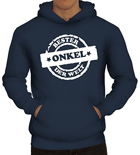 Geschenkidee Geburt Geburtstag Herren Kapuzenpullover Hoodie Bester Onkel der Welt Stempel, Größe: 3XL,Navy von ShirtStreet