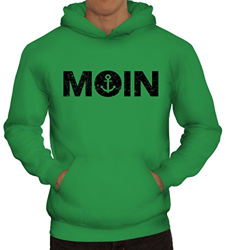 Geschenkidee Küsten Hamburg plattdeutsch Herren Kapuzenpullover Moin Anker, Größe: 3XL,Kelly Green von ShirtStreet