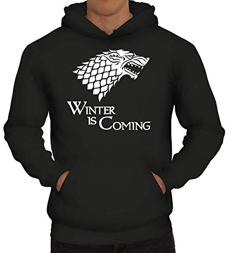 ShirtStreet Herren Hoodie Männer Kapuzenpullover Wolf - Winter is Coming, Größe: M,Schwarz von ShirtStreet