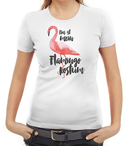 Karneval Fasching Verkleidung Damen T-Shirt Gruppen & Paar Kostüm Das ist Mein Flamingo Kostüm 2, Größe: XXL,weiß von ShirtStreet