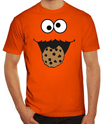 Karneval Fasching Verkleidung Herren T-Shirt Gruppen & Paar Kostüm Blaues Monster Premium, Größe: L,orange von ShirtStreet