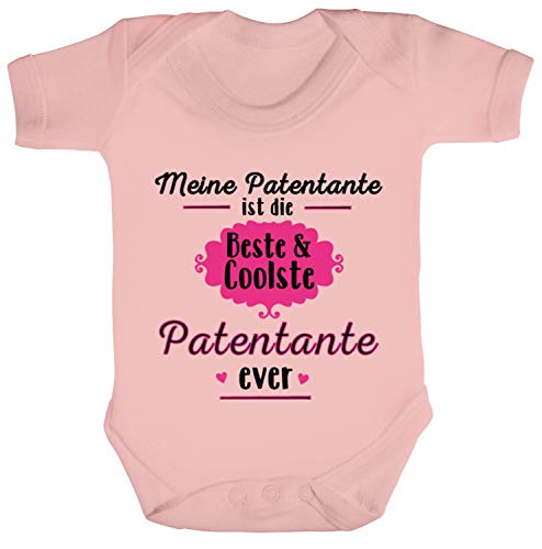 Lustige Geschenkidee Patenkind Strampler Bio Baumwoll Baby Body Kurzarm Jungen Mädchen Beste und Coolste Patentante Ever, Größe: 0-3 Monate,Powder Pink von ShirtStreet