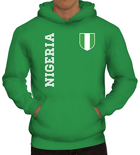 Nigerien Fußball WM Fanshirt Gruppen Herren Hoodie Männer Kapuzenpullover Fan Trikot Nigeria, Größe: 3XL,Kelly Green von ShirtStreet