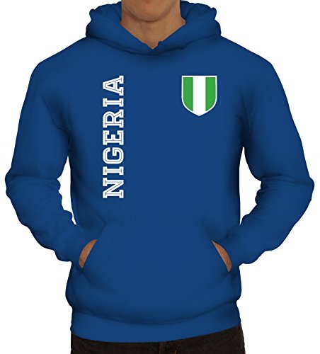 Nigerien Fußball WM Fanshirt Gruppen Herren Hoodie Männer Kapuzenpullover Fan Trikot Nigeria, Größe: L,Royal Blau von ShirtStreet