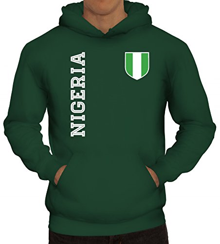 Nigerien Fußball WM Fanshirt Gruppen Herren Hoodie Männer Kapuzenpullover Fan Trikot Nigeria, Größe: L,dunkelgrün von ShirtStreet