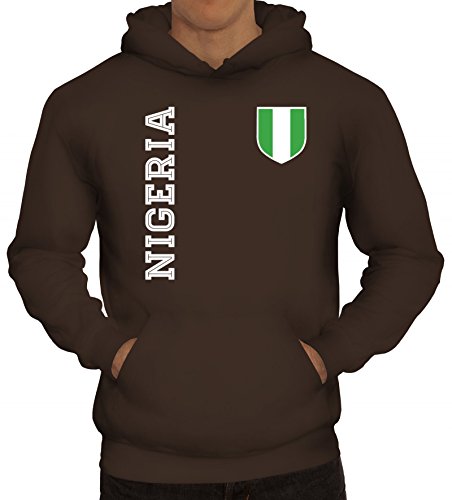Nigerien Fußball WM Fanshirt Gruppen Herren Hoodie Männer Kapuzenpullover Fan Trikot Nigeria, Größe: XL,braun von ShirtStreet