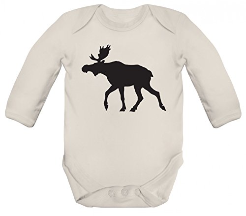 Norwegen Skandinavien Schweden Strampler Bio Baumwoll Baby Body langarm Longsleeve ELCH, Größe: 3-6 Monate,Organic Natural von ShirtStreet