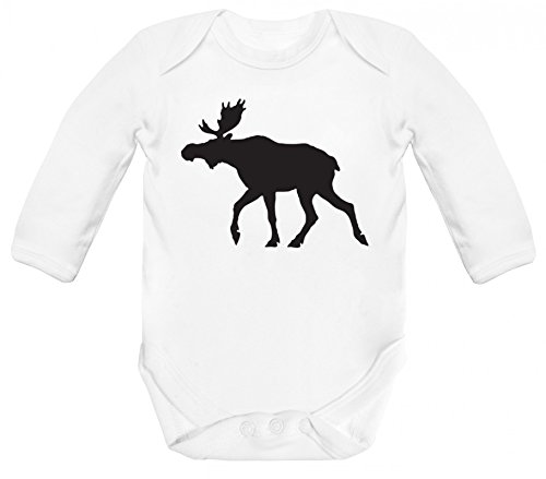 Norwegen Skandinavien Schweden Strampler Bio Baumwoll Baby Body langarm Longsleeve ELCH, Größe: 3-6 Monate,White von ShirtStreet