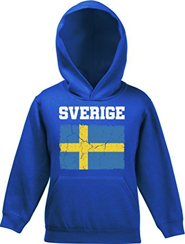 Schweden Sweden Fußball WM Fanfest Gruppen Kinder Hoodie Kapuzenpullover Mädchen Jungen Wappen Sverige, Größe: 152,Royal Blau Schweden Sweden Fußball WM Fanfest Gruppen Kinder Hoodie Kapuzenpullover Mädchen Jungen Wappen Sverige, Größe: 152,Royal Blau von Shirtstreet