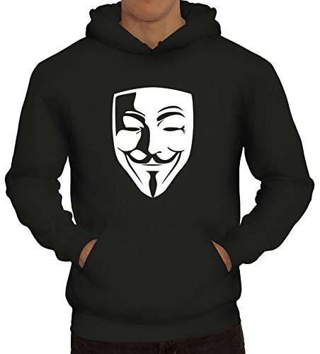 ShirtStreet, Anonymous Maske, Guy Fawkes Vendetta Herren Kapuzen Sweatshirt - Pullover S-3XL, Größe: M,Schwarz von ShirtStreet