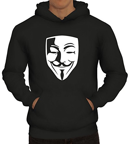 ShirtStreet, Anonymous Maske, Guy Fawkes Vendetta Herren Kapuzen Sweatshirt - Pullover S-3XL, Größe: S,Schwarz von ShirtStreet