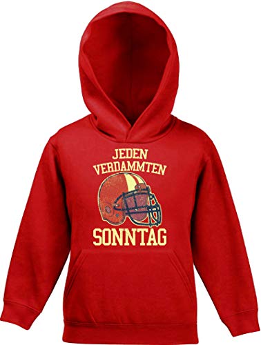 ShirtStreet American Football Gruppen Fan Kinder Hoodie Kapuzenpullover Mädchen Jungen Jeden verdammten Sonntag 2, Größe: 116,Rot von ShirtStreet