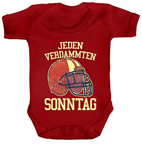 ShirtStreet American Football Gruppen Fan Strampler Bio Baumwoll Baby Body kurzarm Jungen Mädchen Jeden verdammten Sonntag 2, Größe: 6-12 Monate,Red von ShirtStreet