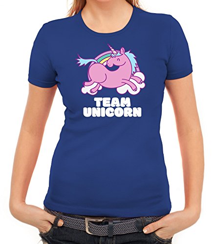 ShirtStreet Einhorn Damen T-Shirt mit Team Unicorn Motiv, Größe: M,royal blau von ShirtStreet