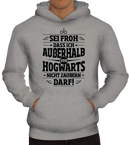 ShirtStreet Fanartikel Fan Kult Film Herren Hoodie Männer Kapuzenpullover Außerhalb von Hogwarts, Größe: L,Graumeliert von ShirtStreet