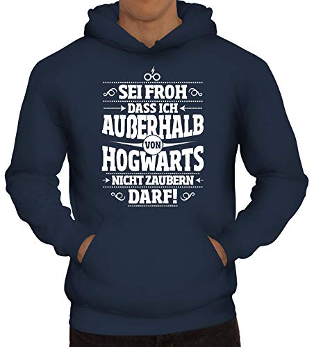 ShirtStreet Fanartikel Fan Kult Film Herren Hoodie Männer Kapuzenpullover Außerhalb von Hogwarts, Größe: XXL,Navy von ShirtStreet