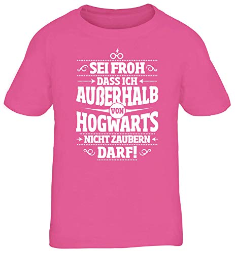 ShirtStreet Fanartikel Fan Kult Film Kinder T-Shirt Rundhals Mädchen Jungen Außerhalb von Hogwarts, Größe: 134/146,pink von ShirtStreet