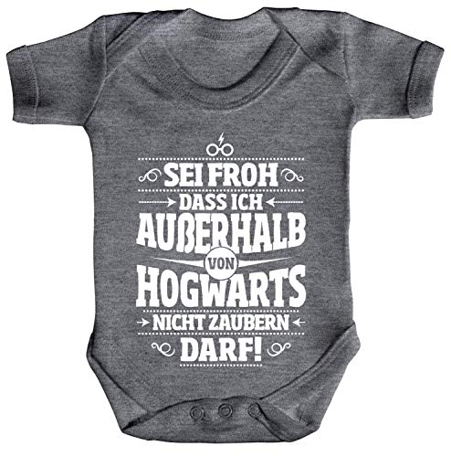 ShirtStreet Fanartikel Fan Kult Film Strampler Bio Baumwoll Baby Body Kurzarm Jungen Mädchen Außerhalb von Hogwarts, Größe: 0-3 Monate,Heather Grey Melange von ShirtStreet