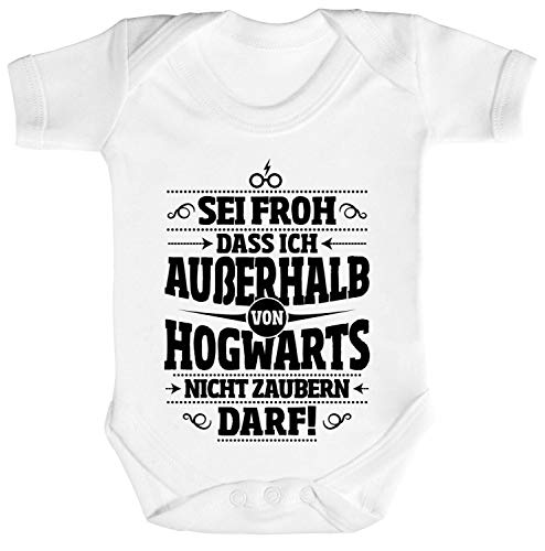 ShirtStreet Fanartikel Fan Kult Film Strampler Bio Baumwoll Baby Body Kurzarm Jungen Mädchen Außerhalb von Hogwarts, Größe: 0-3 Monate,White von ShirtStreet