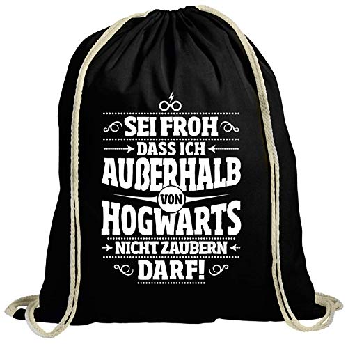 Shirtstreet Fanartikel Fan Kult Film natur Turnbeutel Rucksack Gymsac Außerhalb von Hogwarts, Größe: onesize,schwarz natur von Shirtstreet