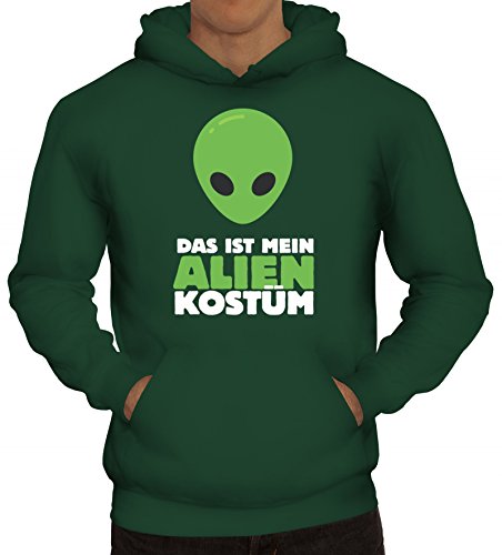 ShirtStreet Fasching Karneval Kapuzenpullover mit Das ist Mein Alien Kostüm 2 Motiv, Größe: 3XL,dunkelgrün von ShirtStreet