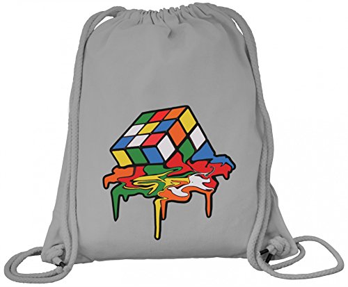 Shirtstreet Geek Nerd Gamer Zauberwürfel Premium Bio Baumwoll Turnbeutel Rucksack Stanley Stella Magic Cube Melting, Größe: onesize,Heather Grey von Shirtstreet