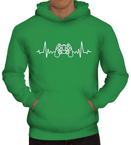 ShirtStreet Geschenk für Gamer Herren Hoodie Männer Kapuzenpullover Heartbeat Gamer, Größe: S,Kelly Green von ShirtStreet