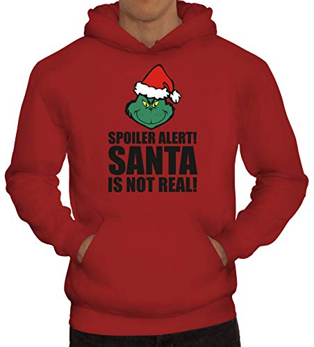 ShirtStreet Geschenk für Weihnachtsmuffel Herren Hoodie Männer Kapuzenpullover Spoiler Alert Santa, Größe: L,Rot von ShirtStreet