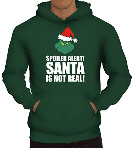 ShirtStreet Geschenk für Weihnachtsmuffel Herren Hoodie Männer Kapuzenpullover Spoiler Alert Santa, Größe: XL,dunkelgrün von ShirtStreet